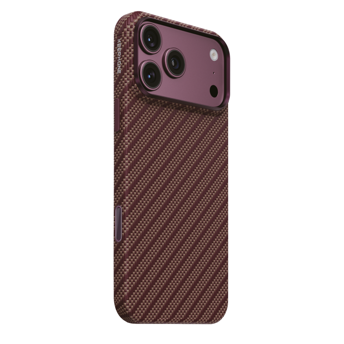 Keephone Apple iPhone 18 Pro Titan Aramid Fiber Magsafe Kapak - Bordo