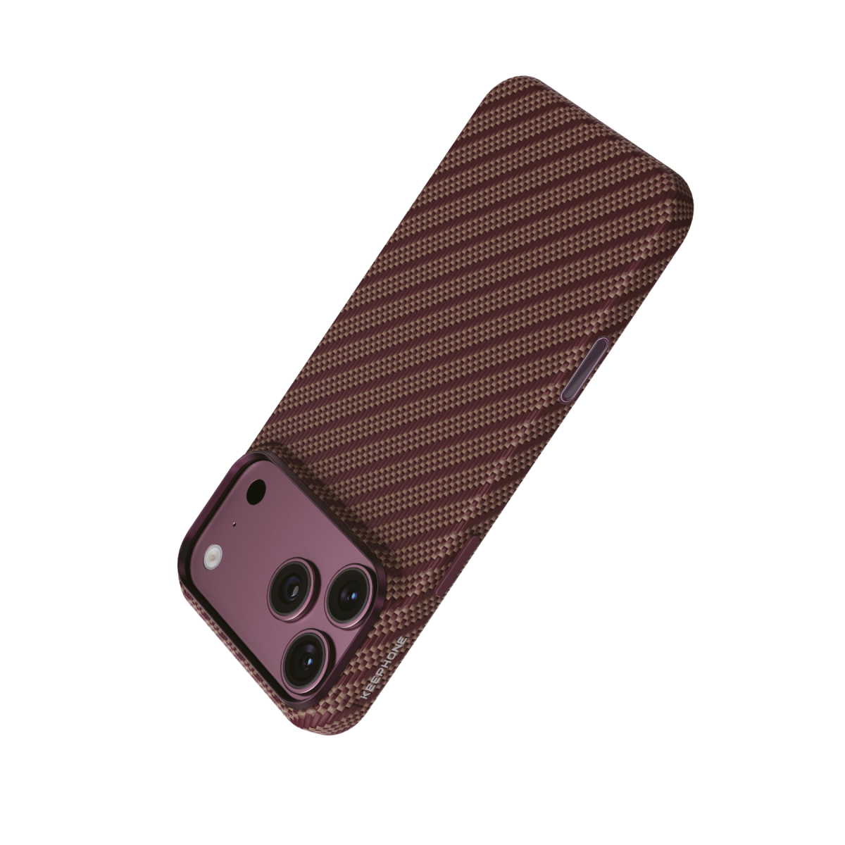 Keephone Apple iPhone 18 Pro Titan Aramid Fiber Magsafe Kapak - Bordo