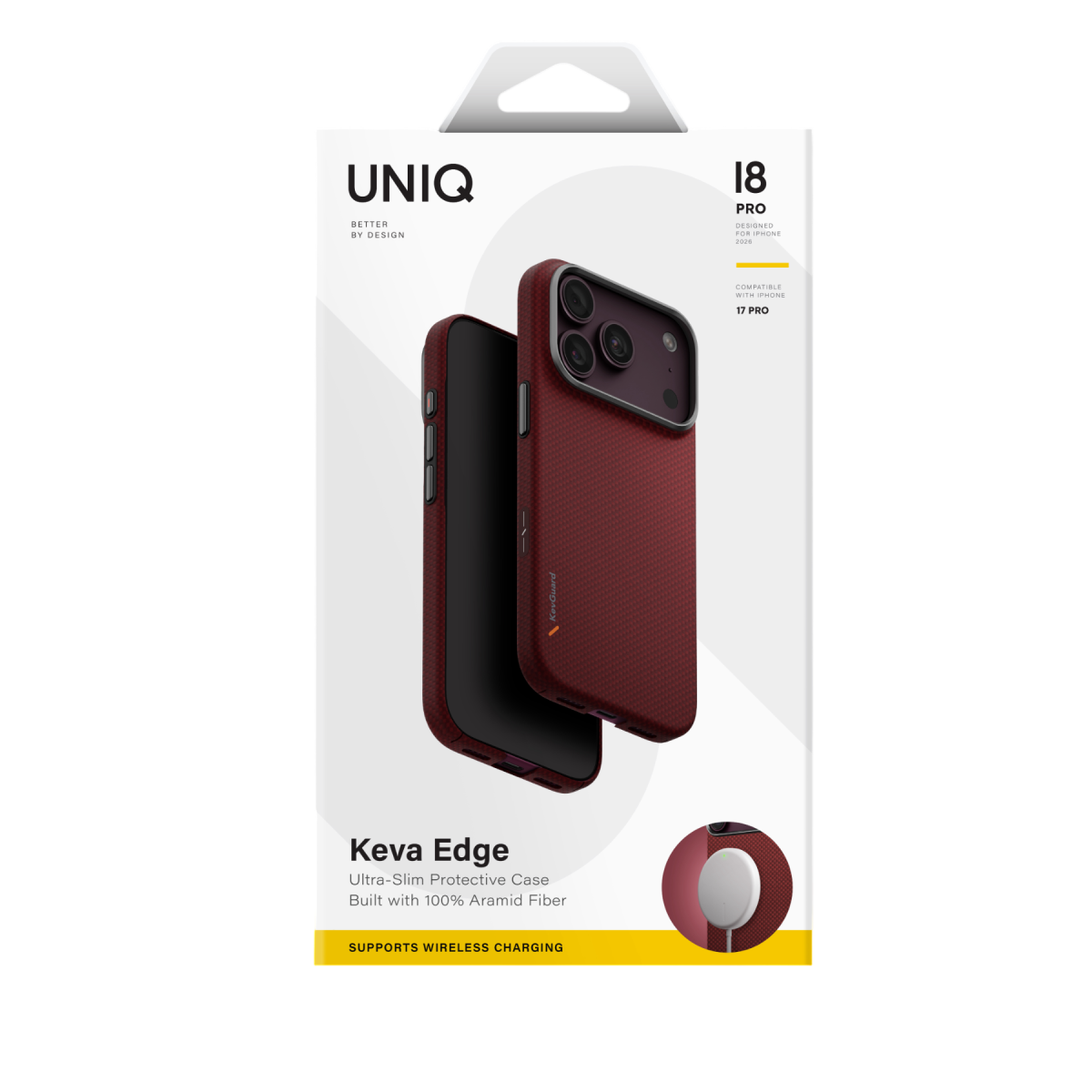Uniq Apple iPhone 18 Pro Max Keva Edge Slim Aramid Magsafe Kapak - Bordo