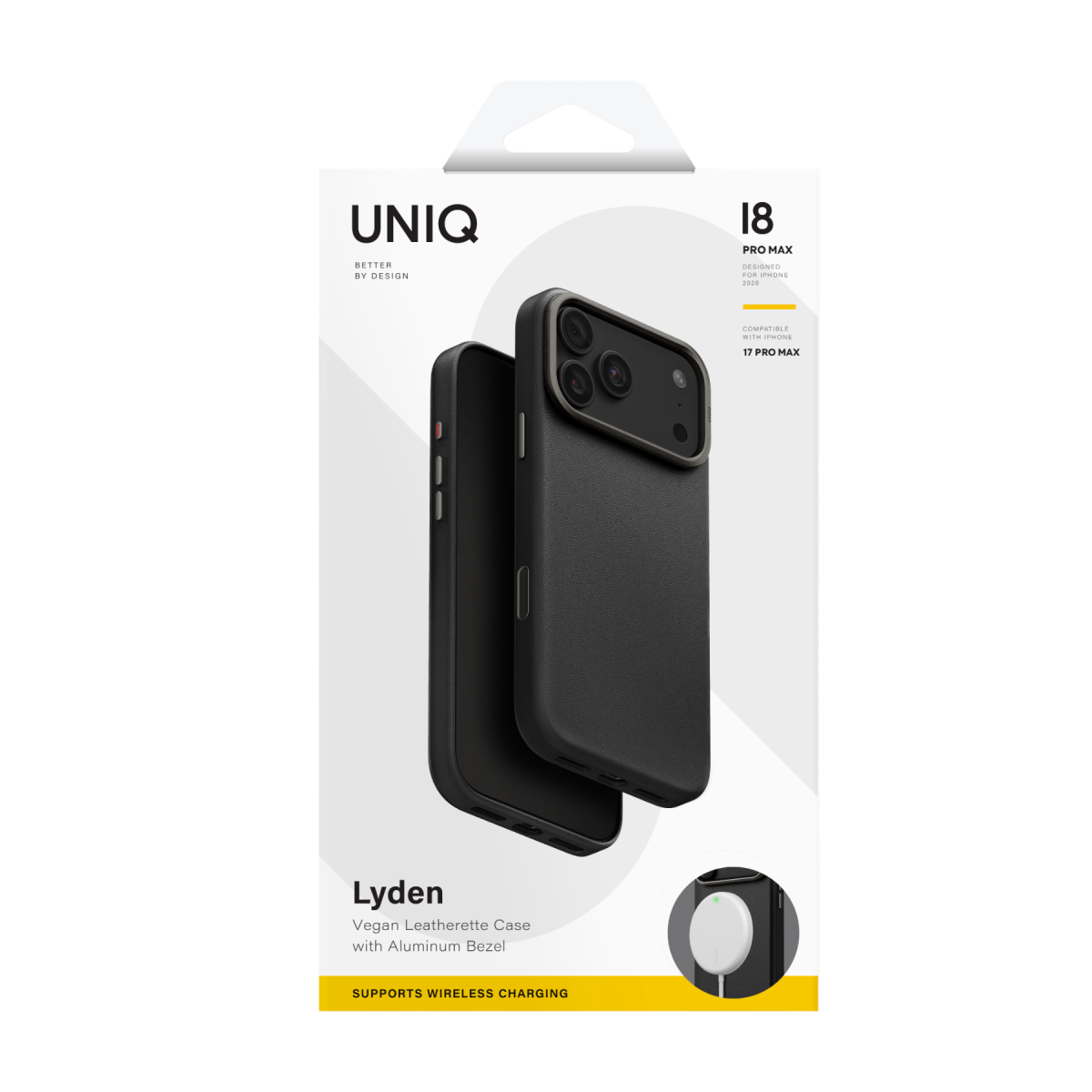 Uniq Apple iPhone 18 Pro Lyden Magsafe Deri Kapak - Siyah