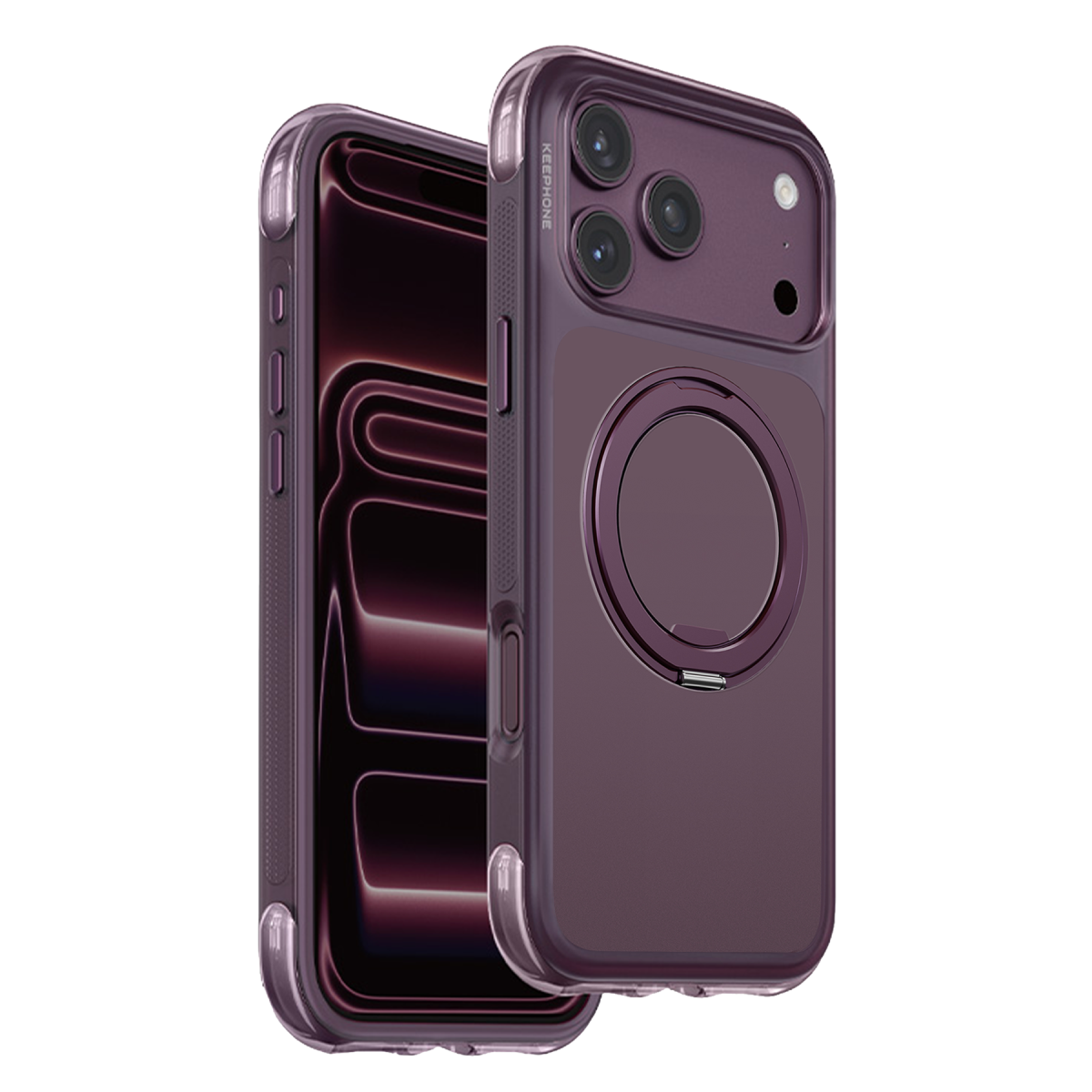 Keephone Apple iPhone 18 Pro Monica Airbag Pro Stantlı Magsafe Kapak - Bordo