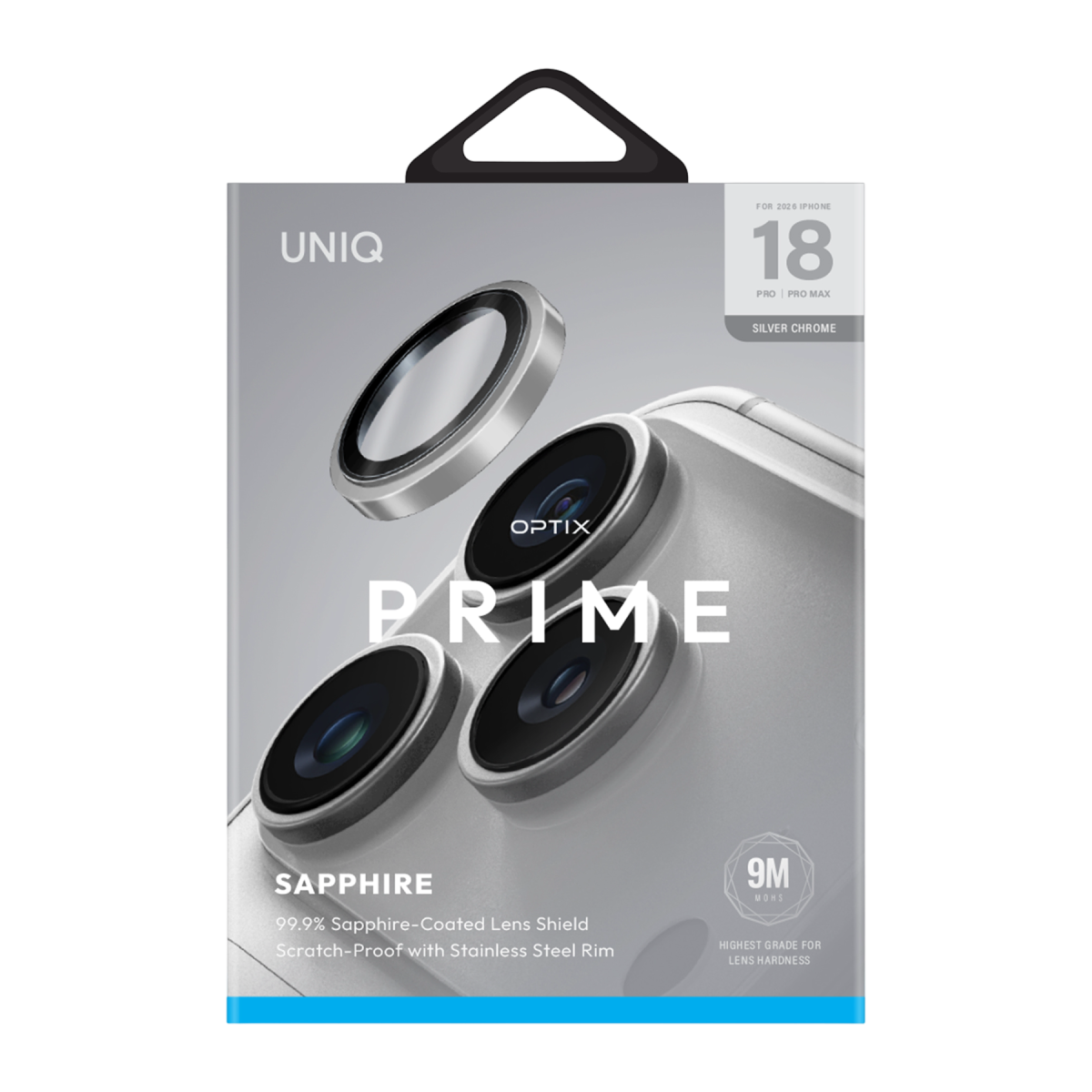 Uniq Apple iPhone 18 Pro Max Optix Prime Kamera Lens Koruyucu - Gümüş