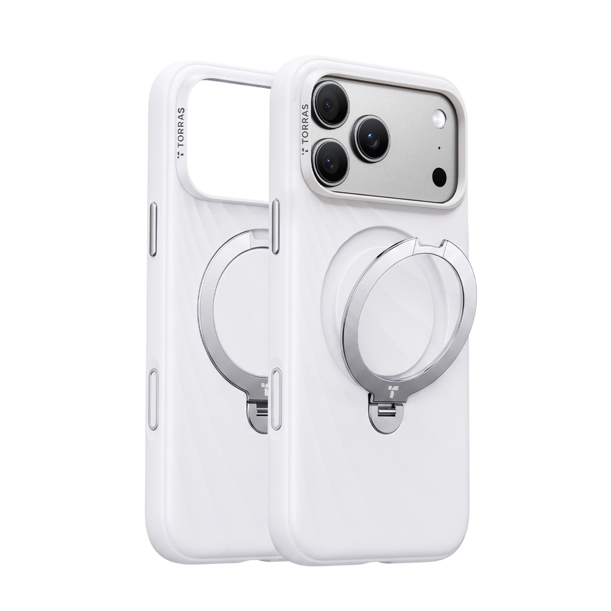 Torras Apple iPhone 18 Pro Ostand Q3 Silicone Wind Standlı Magsafe Kapak - Beyaz