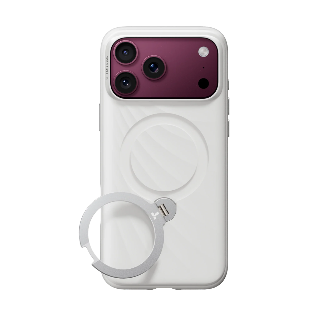 Torras Apple iPhone 18 Pro Ostand Q3 Silicone Wind Standlı Magsafe Kapak - Beyaz