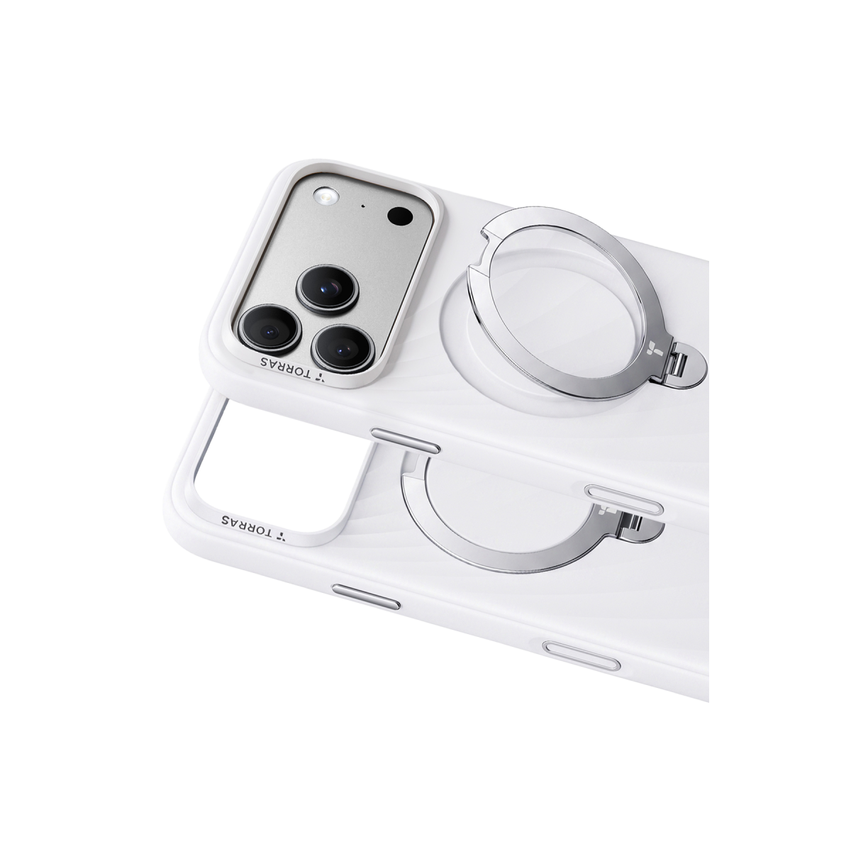 Torras Apple iPhone 18 Pro Max Ostand Q3 Silicone Wind Standlı Magsafe Kapak - Beyaz