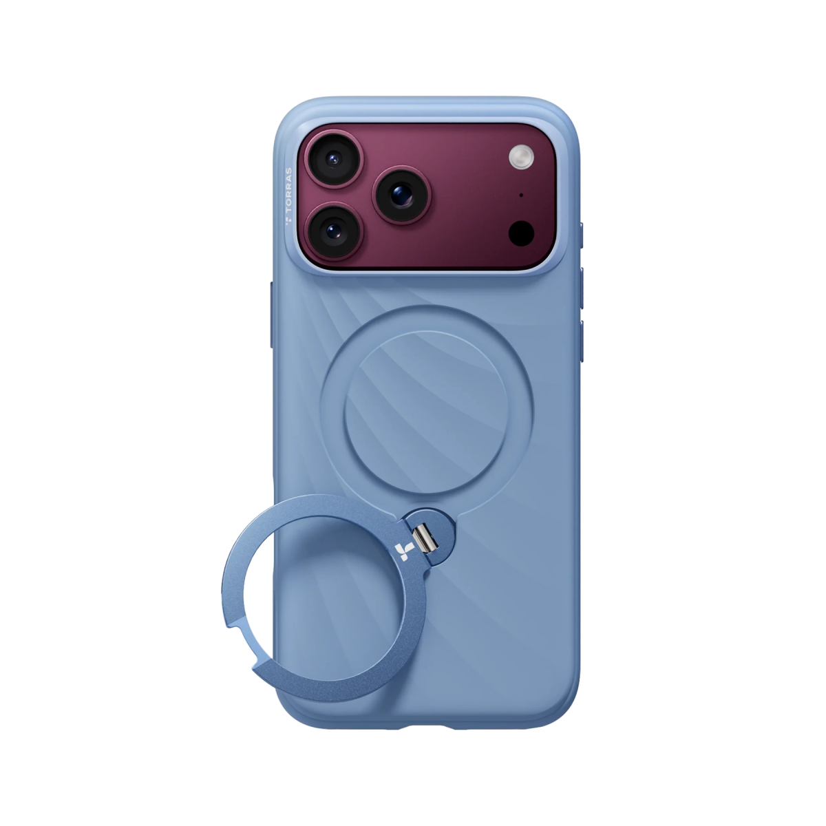 Torras Apple iPhone 18 Pro Ostand Q3 Silicone Wind Standlı Magsafe Kapak - Mavi