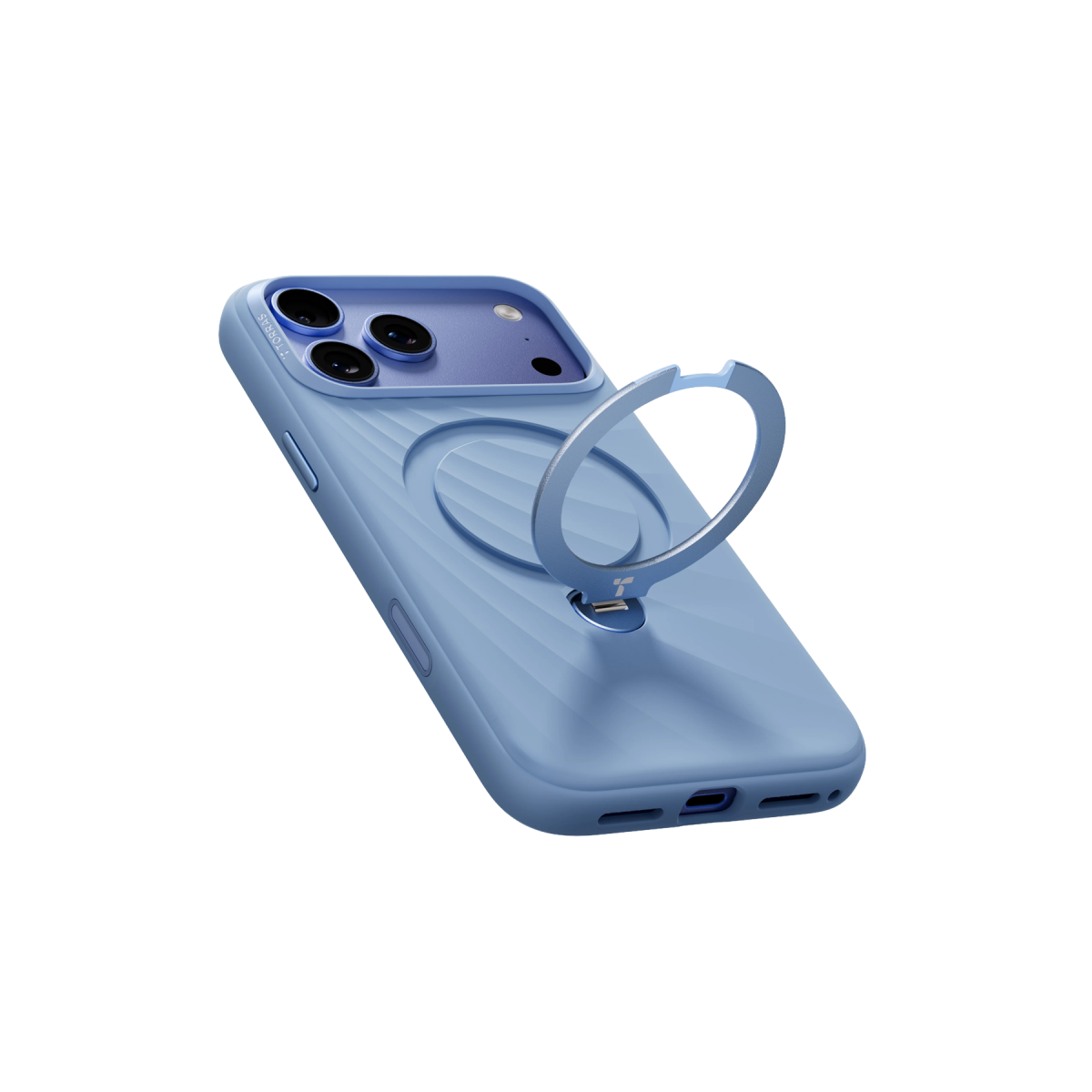 Torras Apple iPhone 18 Pro Ostand Q3 Silicone Wind Standlı Magsafe Kapak - Mavi