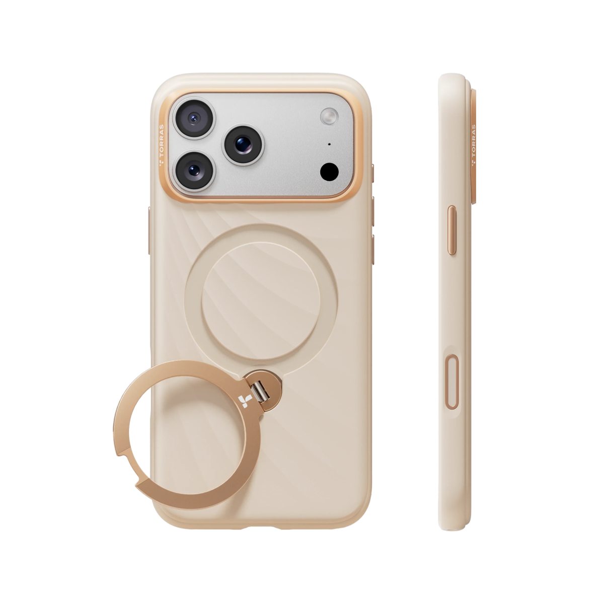 Torras Apple iPhone 18 Pro Max Ostand Q3 Silicone Wind Standlı Magsafe Kapak - Turuncu