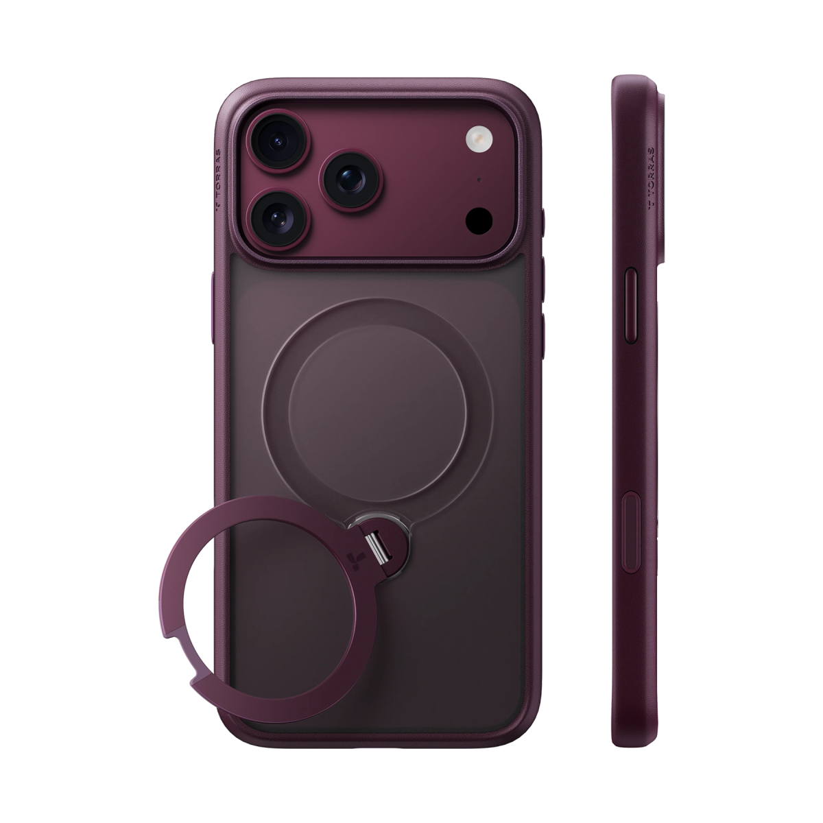 Torras Apple iPhone 18 Pro Ostand O1 Guardian Standlı Magsafe Kapak - Bordo