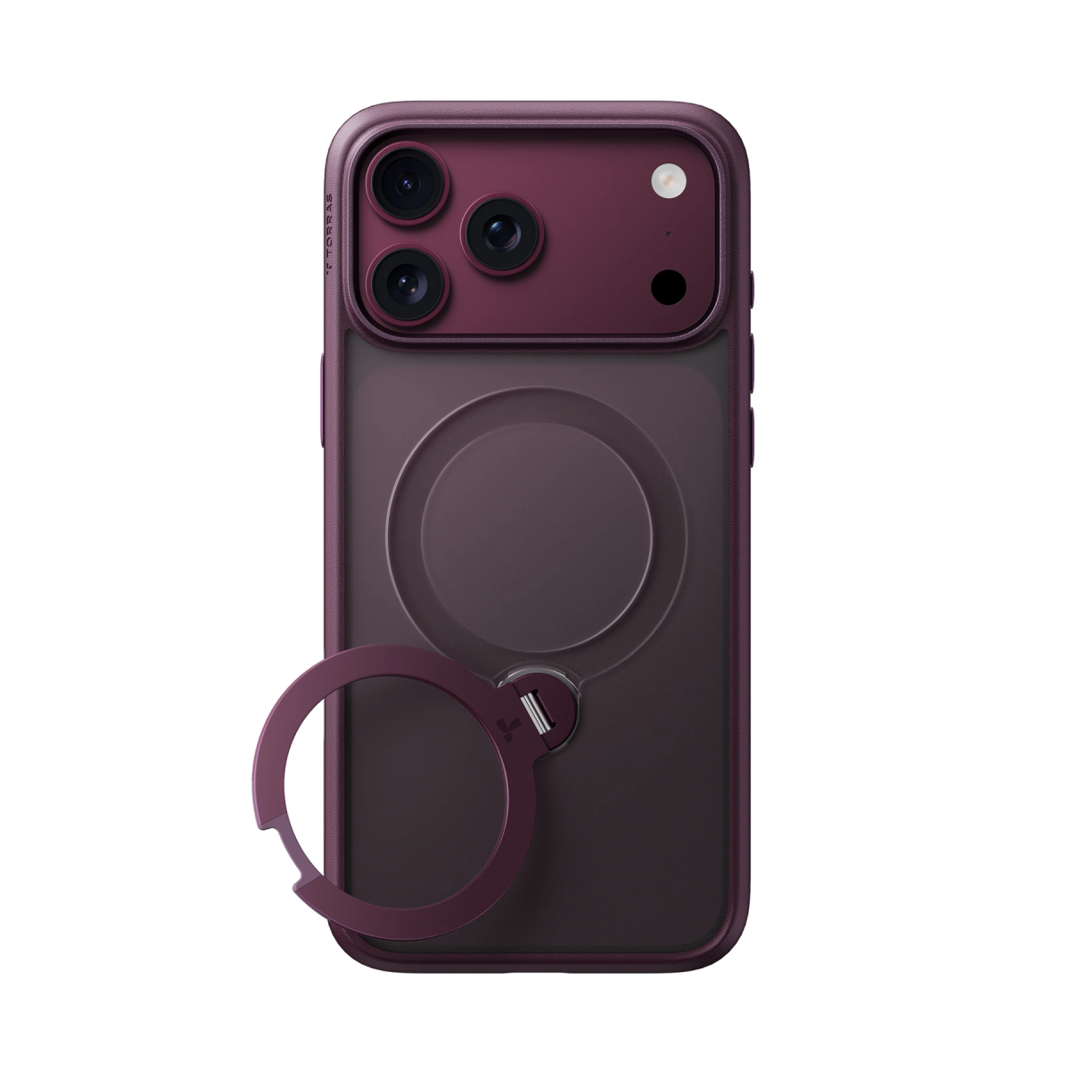 Torras Apple iPhone 18 Pro Ostand O1 Guardian Standlı Magsafe Kapak - Bordo