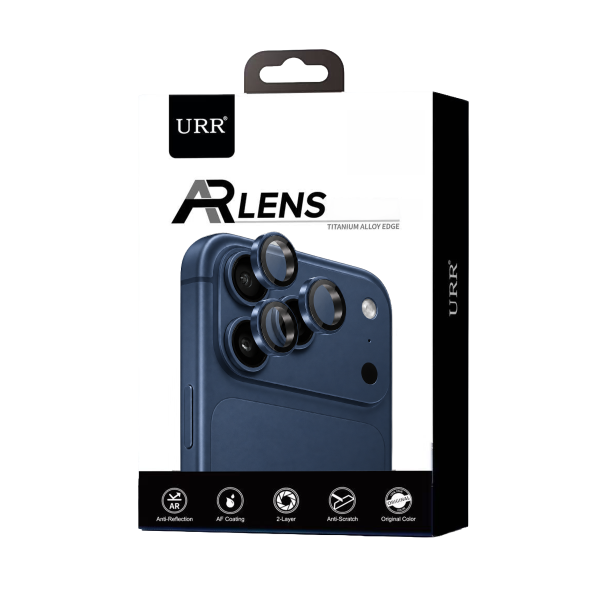URR Apple iPhone 18 Pro Max Titanium Alloy AR Kamera Lens Koruyucu - Lacivert