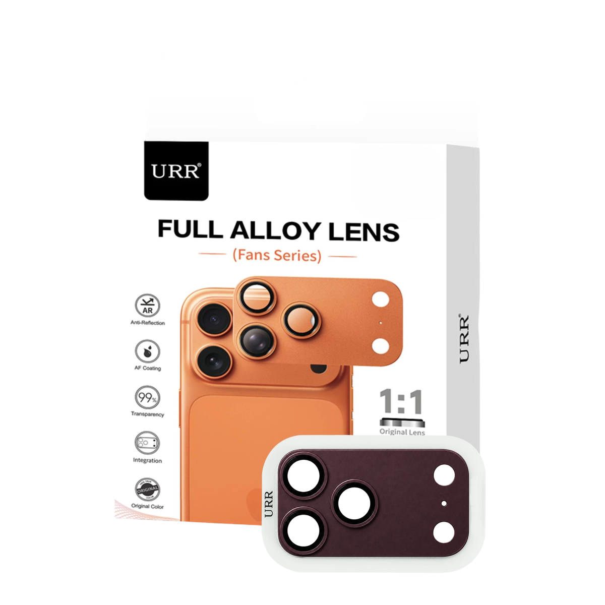 URR Apple iPhone 18 Pro Fans Series Full Alloy Kamera Lens Koruyucu - Bordo