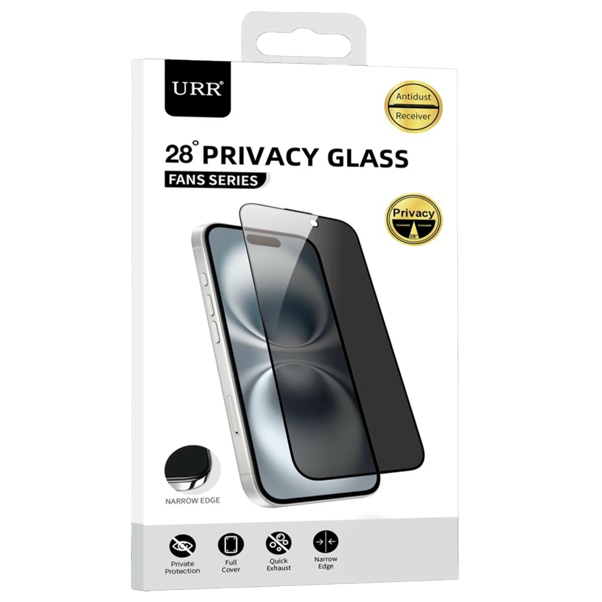 URR Apple iPhone 18 Pro Max Fans Series Premium Hayalet Cam Ekran Koruyucu - Siyah