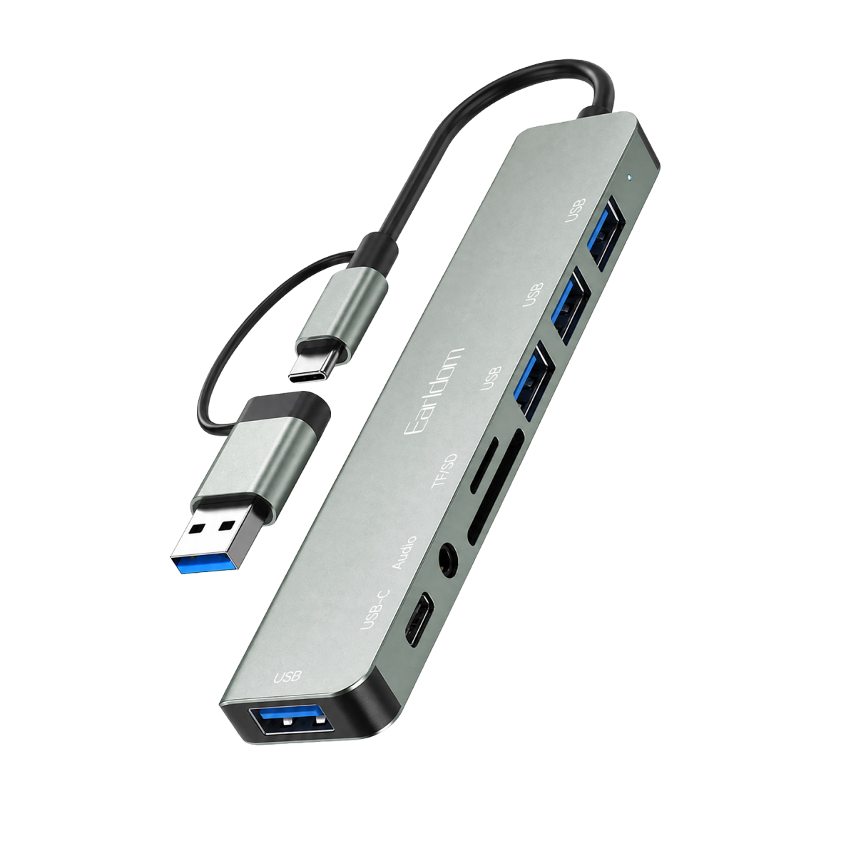 Earldom ET-W43 8in1 USB-C Hub Dönüştürücü - Gri