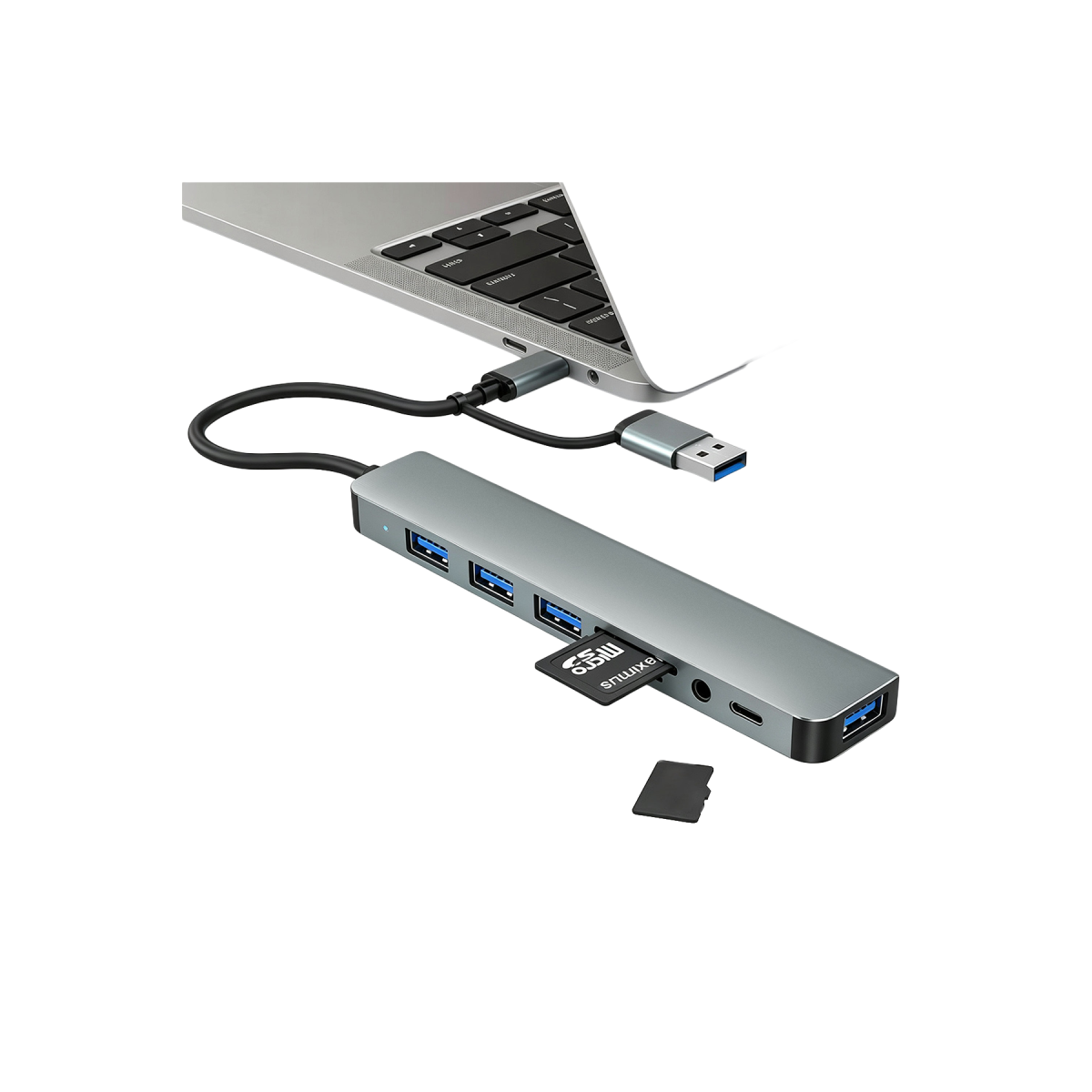 Earldom ET-W43 8in1 USB-C Hub Dönüştürücü - Gri