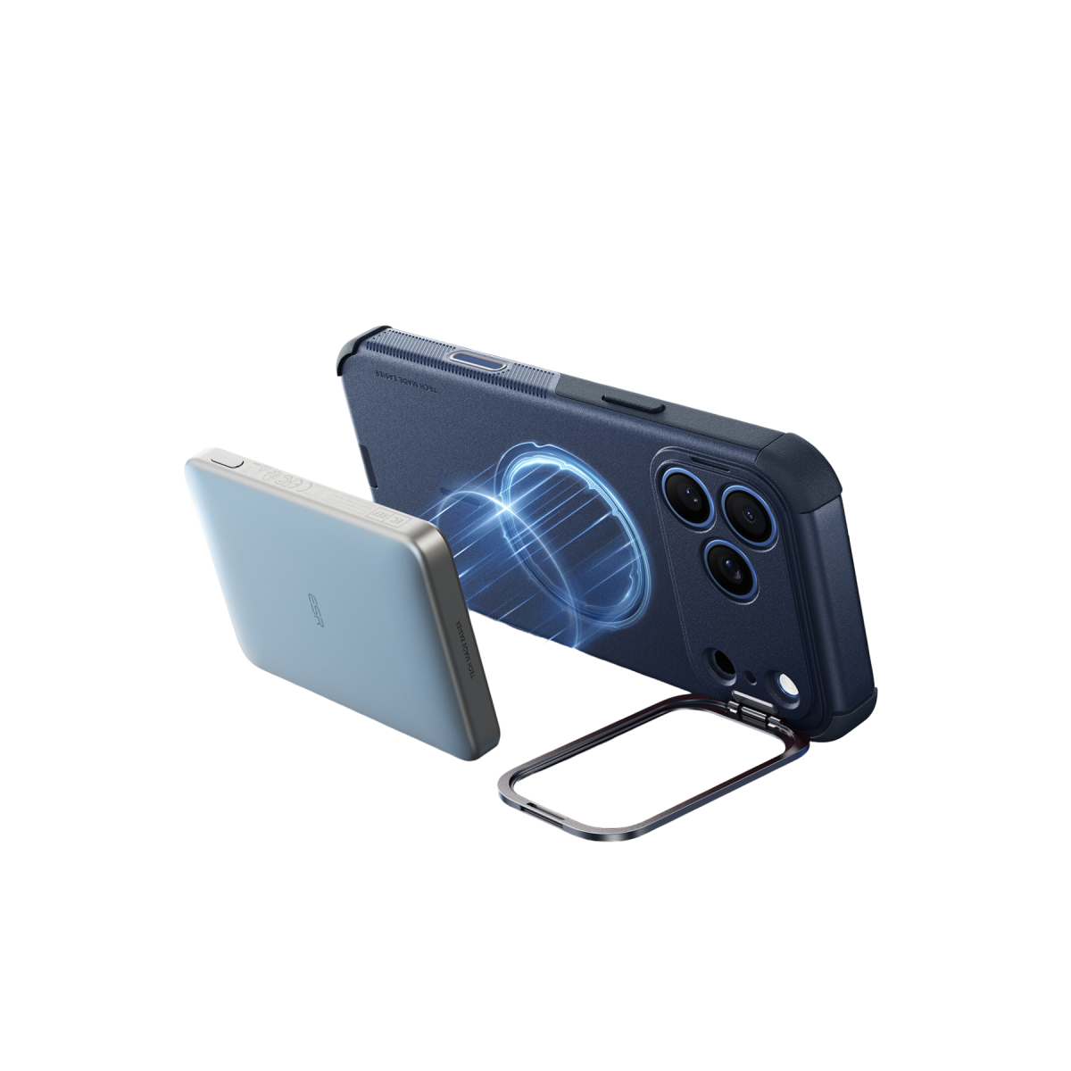 ESR Apple iPhone 18 Pro Max/17 Pro Max Cyber Tough Magsafe Stantlı Kapak - Mavi