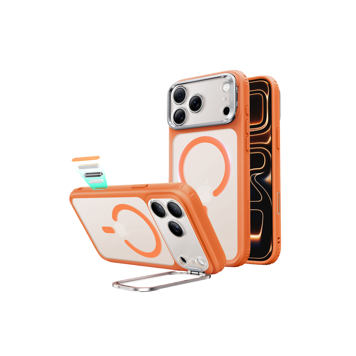 ESR Apple iPhone 18 Pro/17 Pro Classic Hybrid Magsafe Standlı Kapak - Turuncu