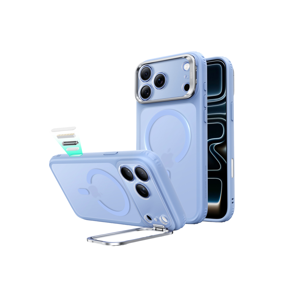 ESR Apple iPhone 18 Pro Max/17 Pro Max Classic Hybrid Magsafe Standlı Kapak - Açık Mavi