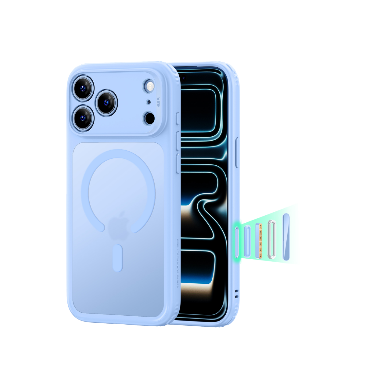 ESR Apple iPhone 18 Pro/17 Pro Classic Hybrid Magsafe Kapak - Açık Mavi