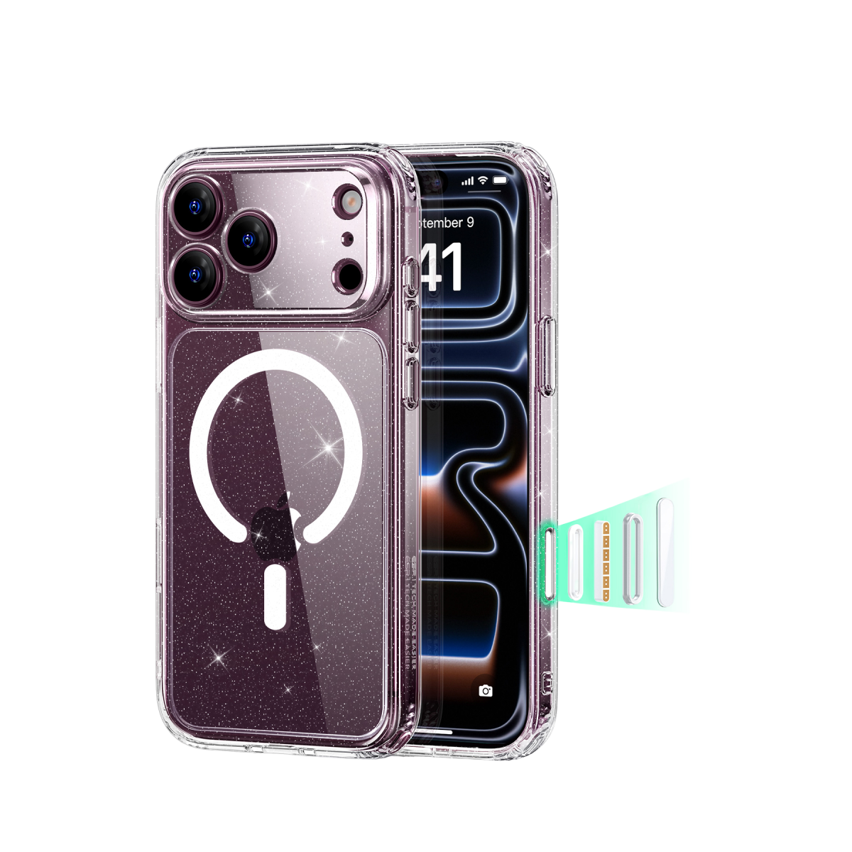ESR Apple iPhone 18 Pro/17 Pro Classic Hybrid Magsafe Kapak - Şeffaf Simli