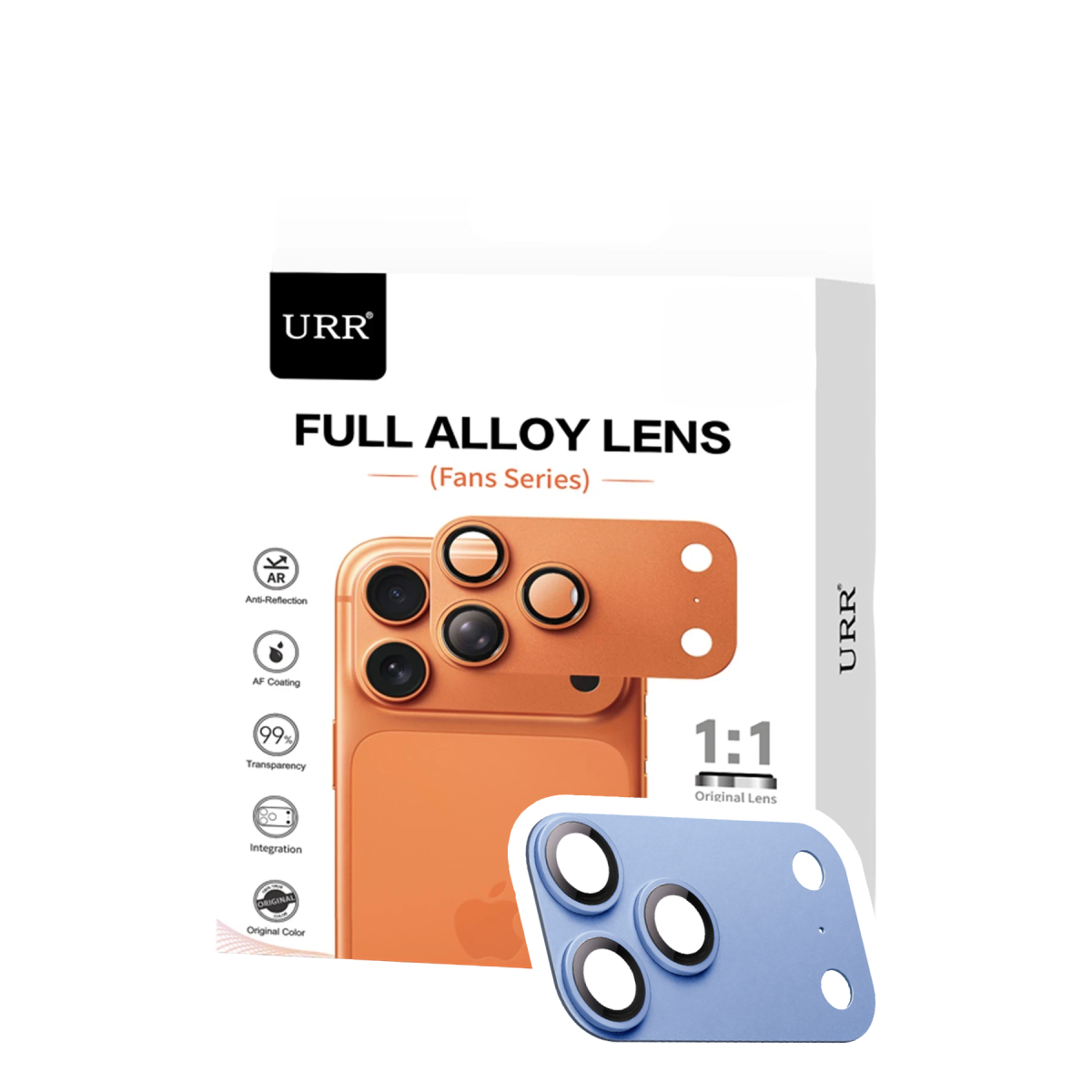URR Apple iPhone 18 Pro Max Fans Series Full Alloy Kamera Lens Koruyucu - Mavi