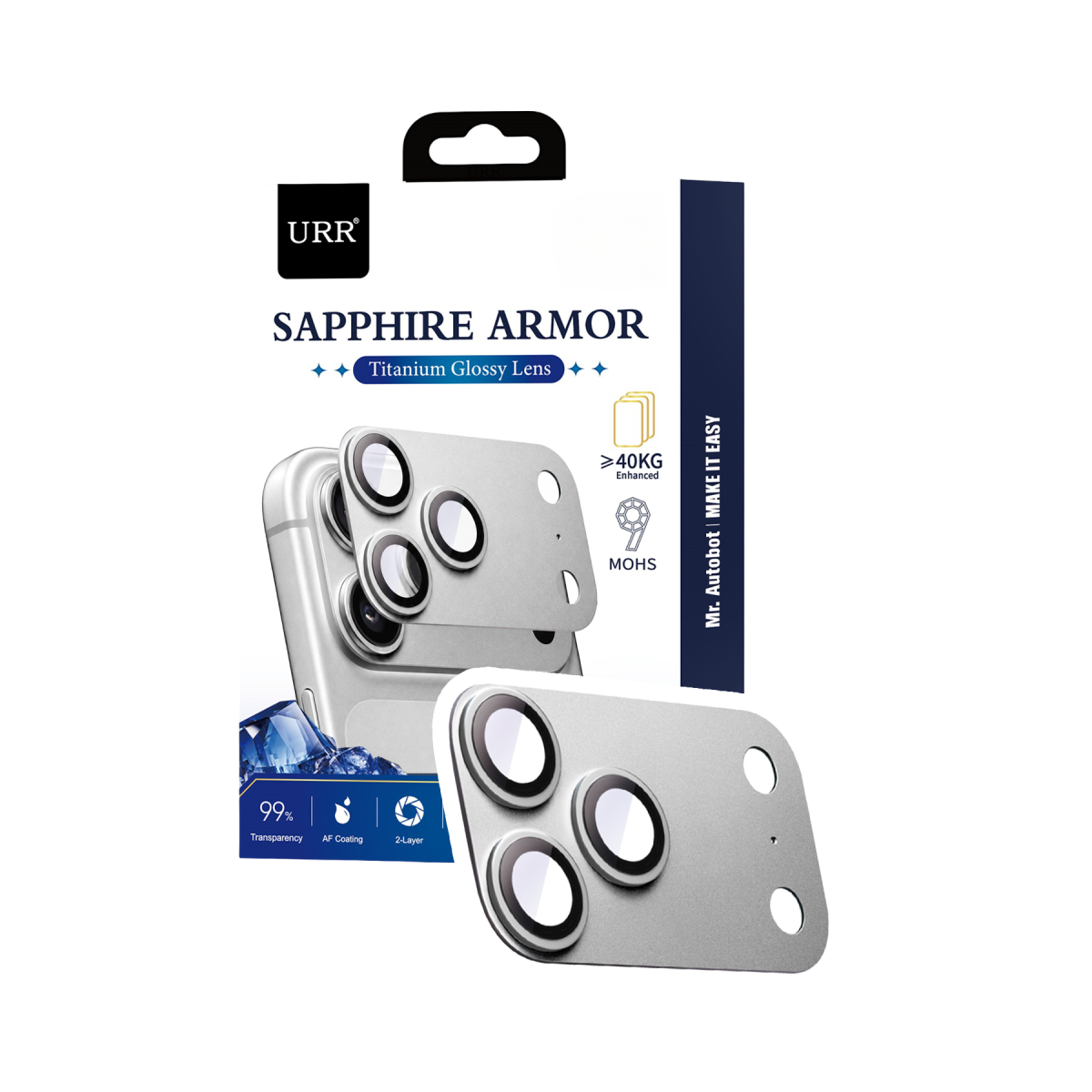 URR Apple iPhone 18 Pro Sapphire Armor Kamera Lens Koruyucu - Gümüş