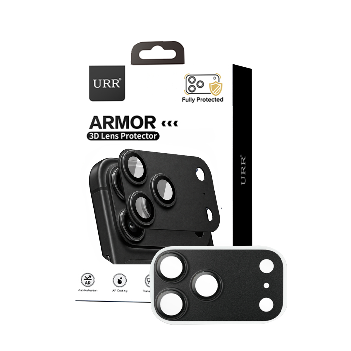 URR Apple iPhone 18 Pro Max Armor 3D Kamera Lens Koruyucu - Siyah