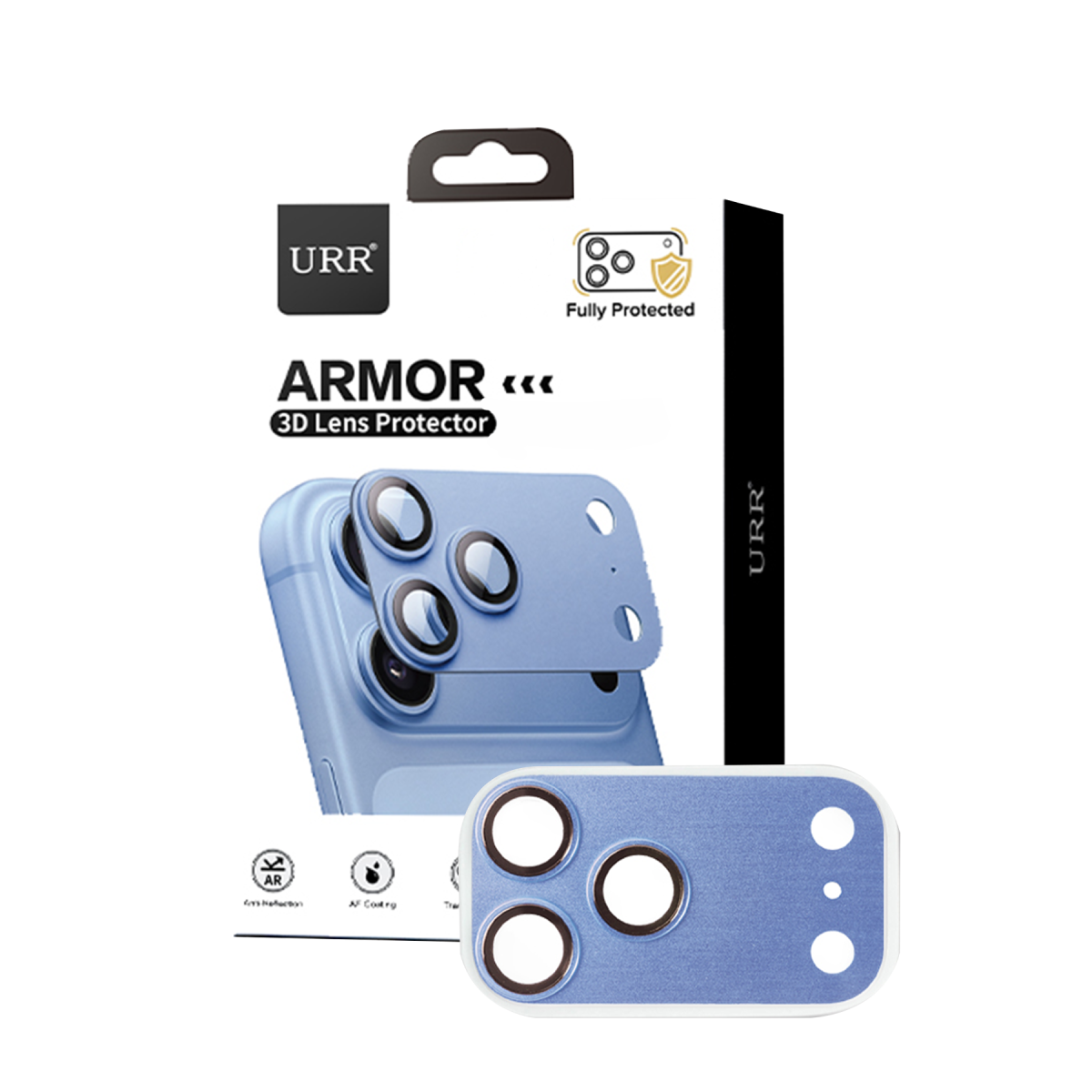 URR Apple iPhone 18 Pro Armor 3D Kamera Lens Koruyucu - Mavi
