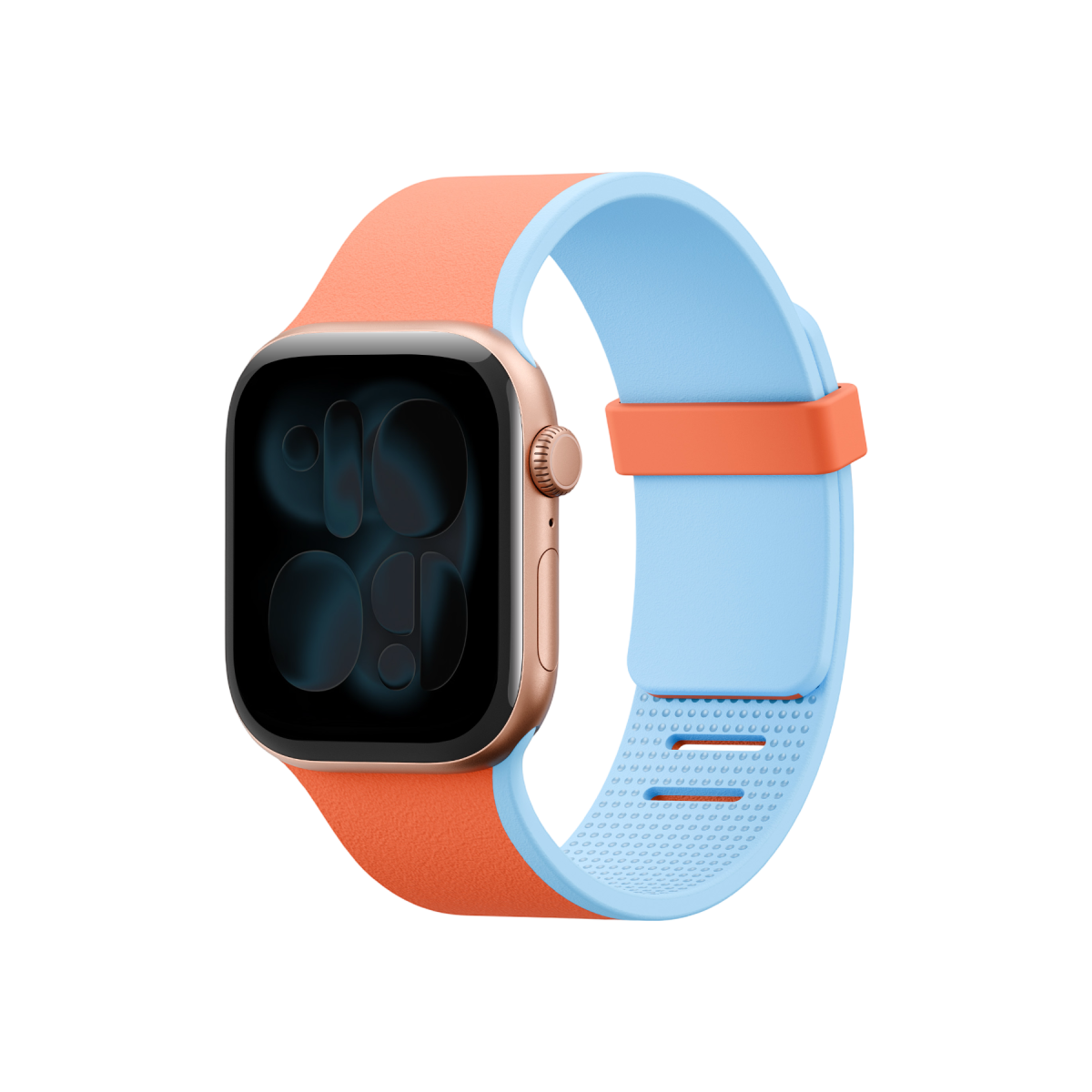 Uniq Apple Watch 41mm Revix IV Reversible Manyetik Kordon - Turuncu-Açık Mavi