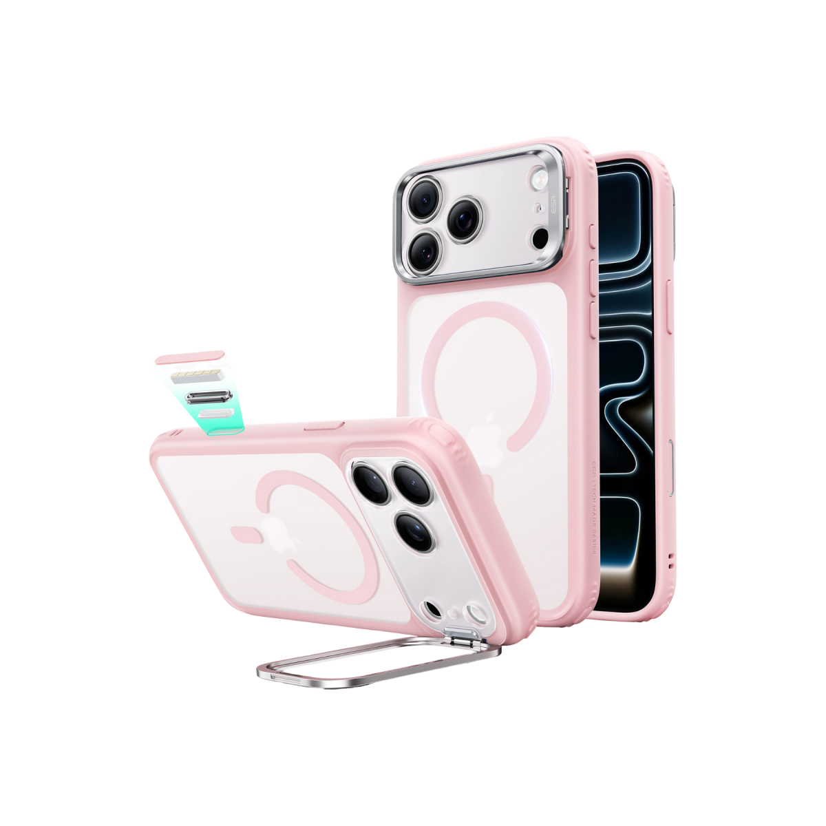 ESR Apple iPhone 18 Pro Max/17 Pro Max Classic Hybrid Magsafe Standlı Kapak - Pembe