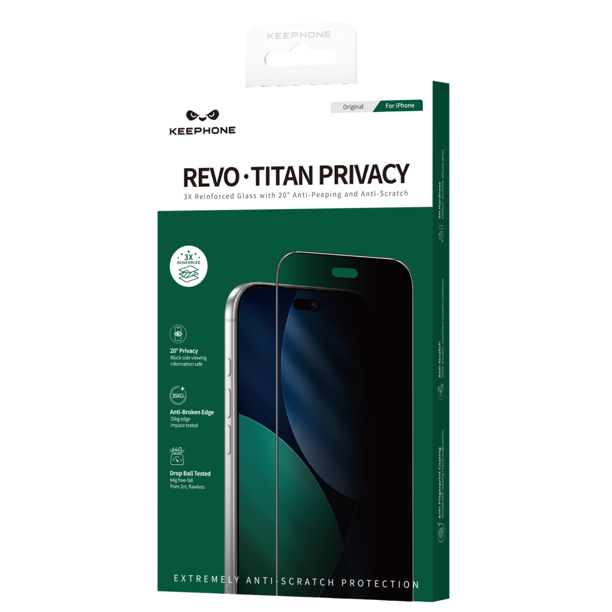 Keephone Apple iPhone 18 Pro Revo Titan Hayalet Cam Ekran Koruyucu - Siyah