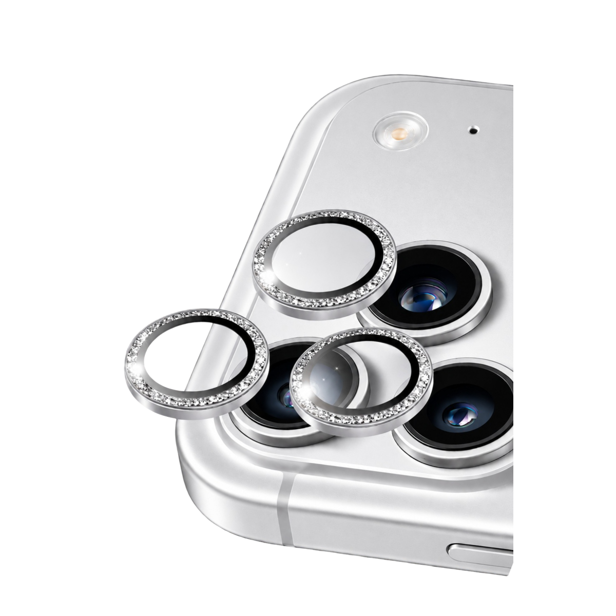 URR Apple iPhone 17 Pro Max Shining Crystal Kamera Lens Koruyucu - Gümüş