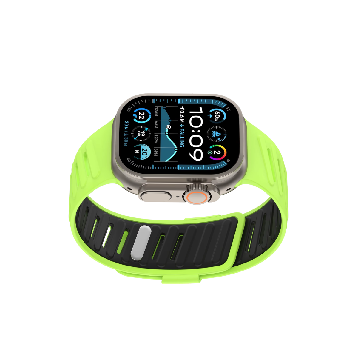 Apple Watch Ultra 49mm Twin Silikon Kordon - Yeşil-Siyah