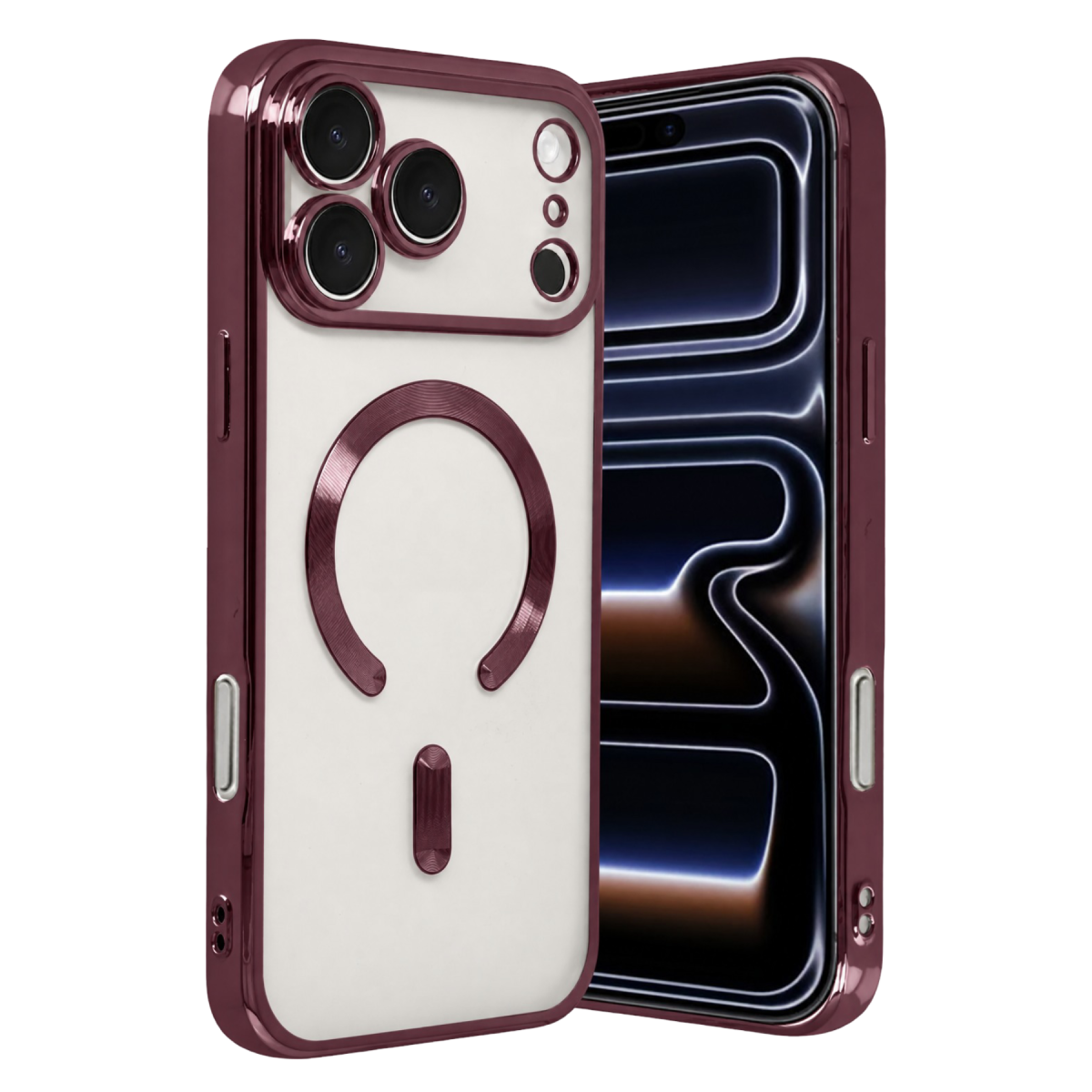 Newface Apple iPhone 18 Pro Max Kross Magneticsafe Kapak - Bordo