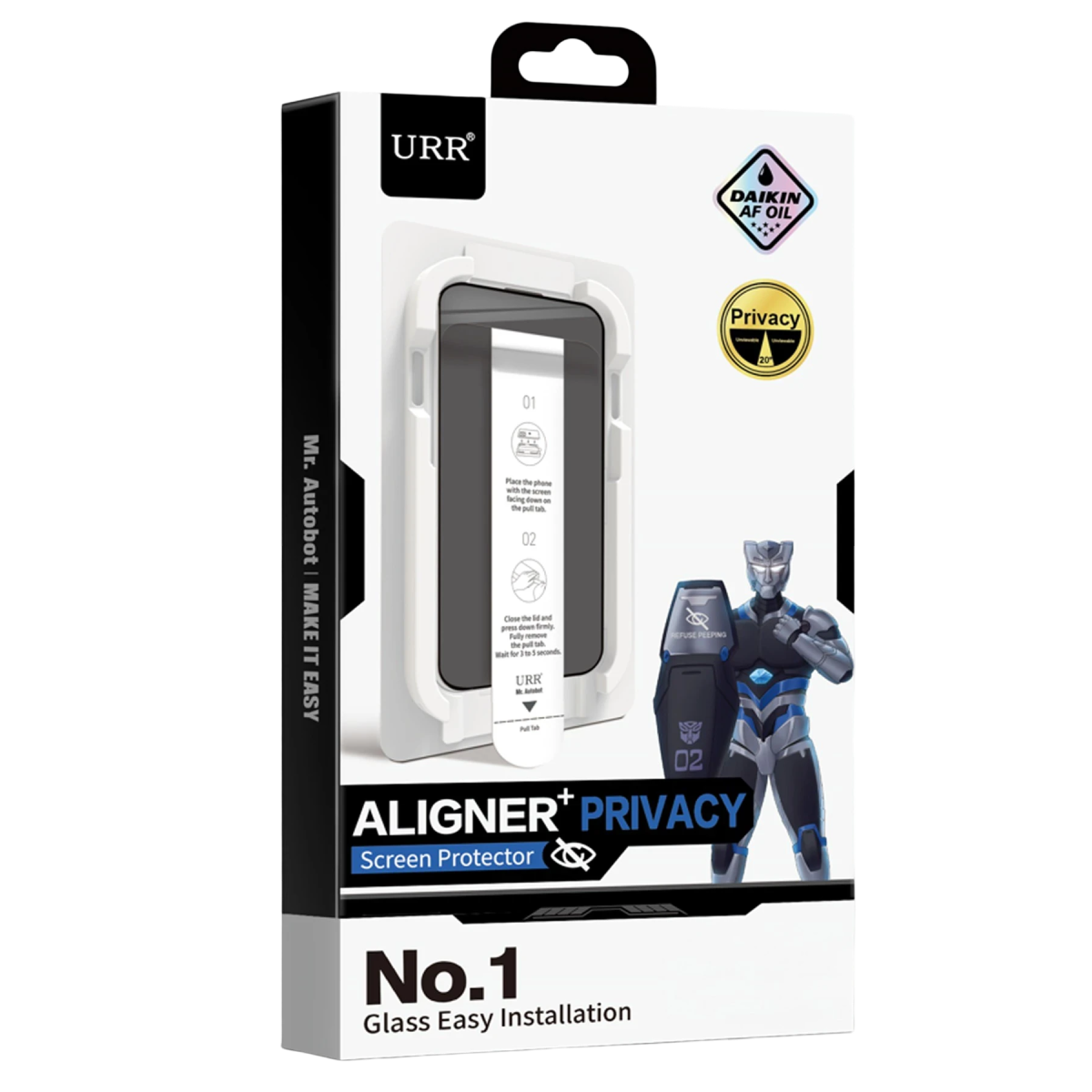 URR Apple iPhone 18 Pro Aligner+ Hayalet Cam Ekran Koruyucu - Siyah
