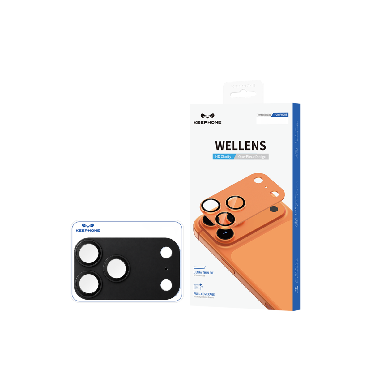 Keephone Apple iPhone 18 Pro Max Wellens Kamera Lens Koruyucu - Siyah