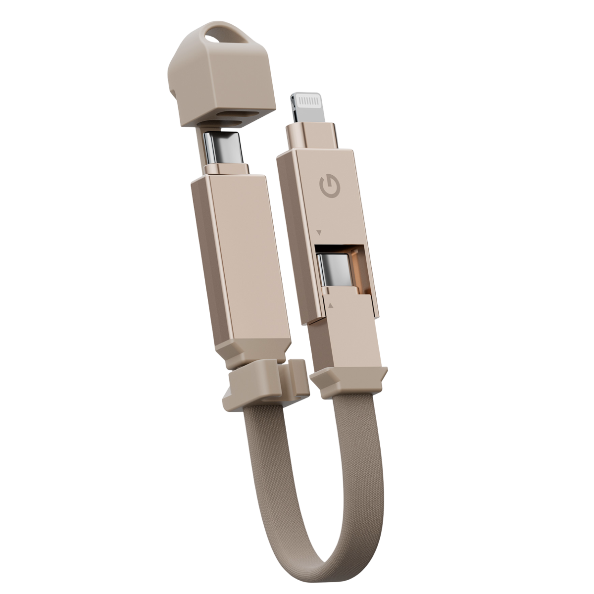 Energea Sheath 2in1 15cm Type-C to Type-C Lightning 60W MFi Sertifikalı Hızlı Şarj Data Kablosu - Gold