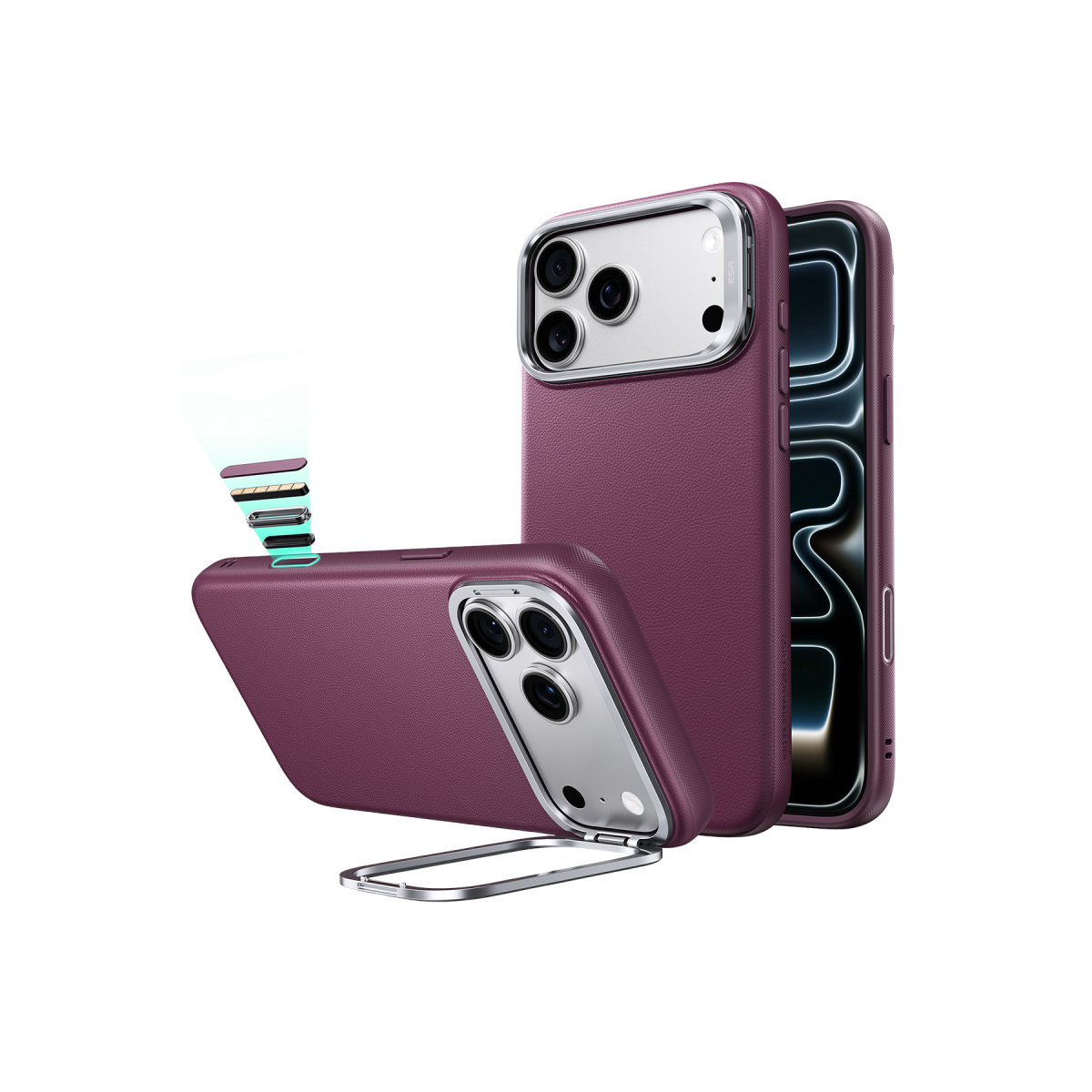ESR Apple iPhone 18 Pro Max/17 Pro Max Atelier Magsafe Standlı Kapak - Bordo