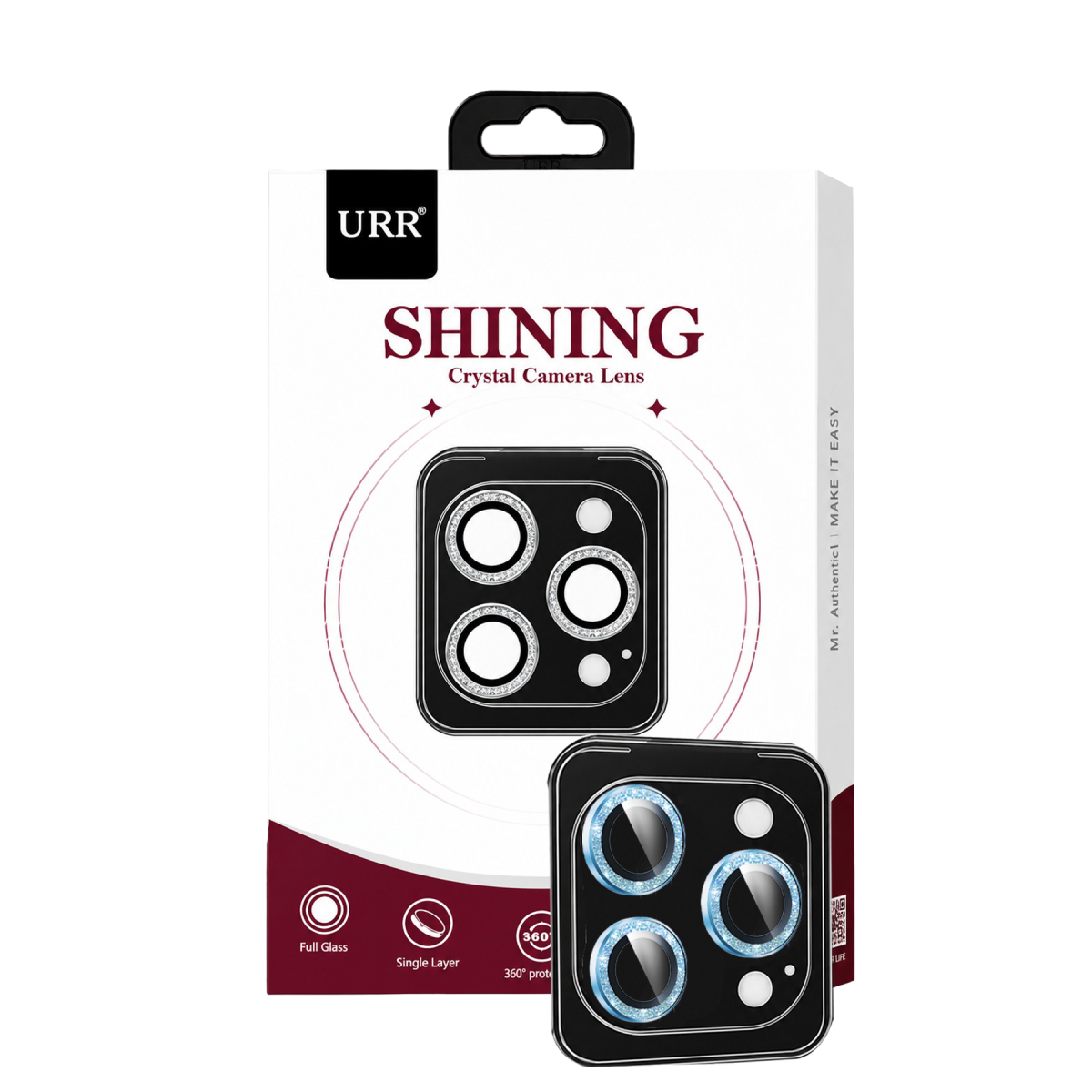 URR Apple iPhone 18 Pro Max Shining Crystal Kamera Lens Koruyucu - Mavi