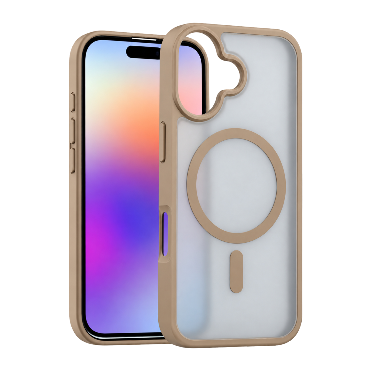 Newface Apple iPhone 16 Plus Loji Magsafe Kapak - Çöl Titanyum