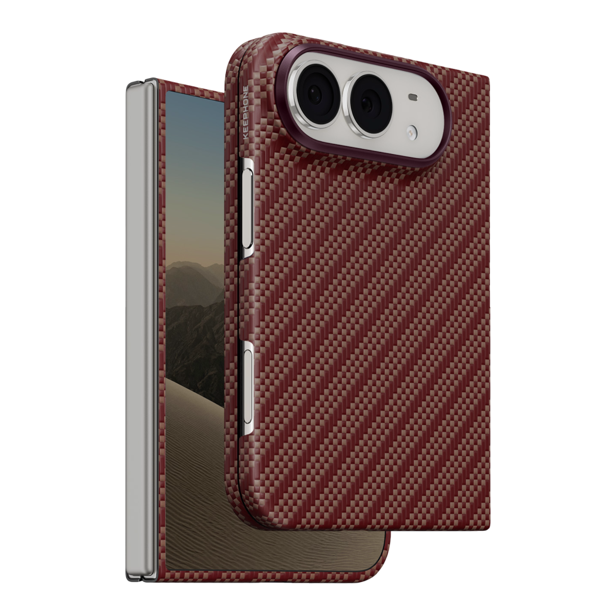 Keephone Apple iPhone Duo Kevlar Robin Magsafe Kılıf - Bordo