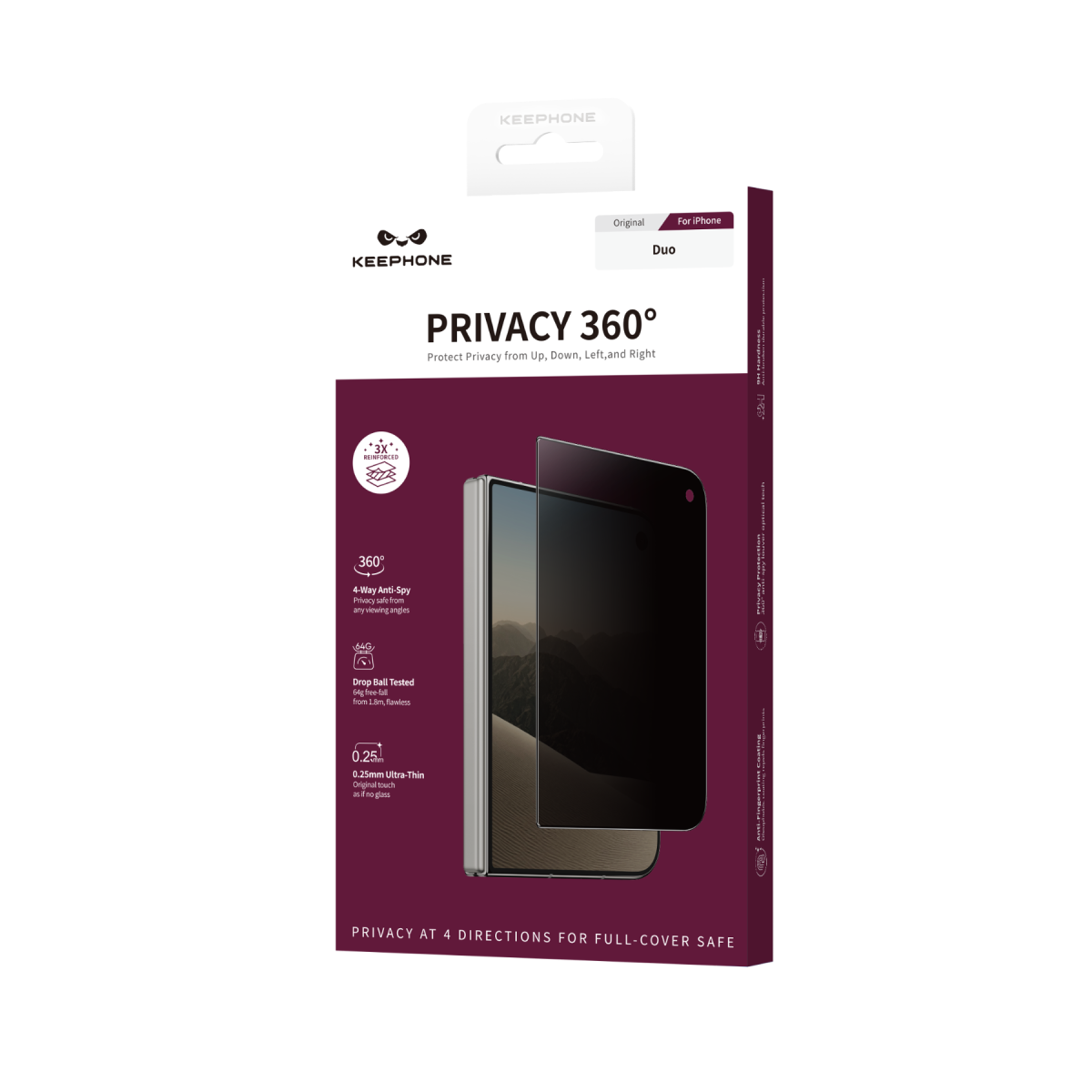 Keephone Apple iPhone Duo 360 4 Way Privacy Cam Ekran Koruyucu