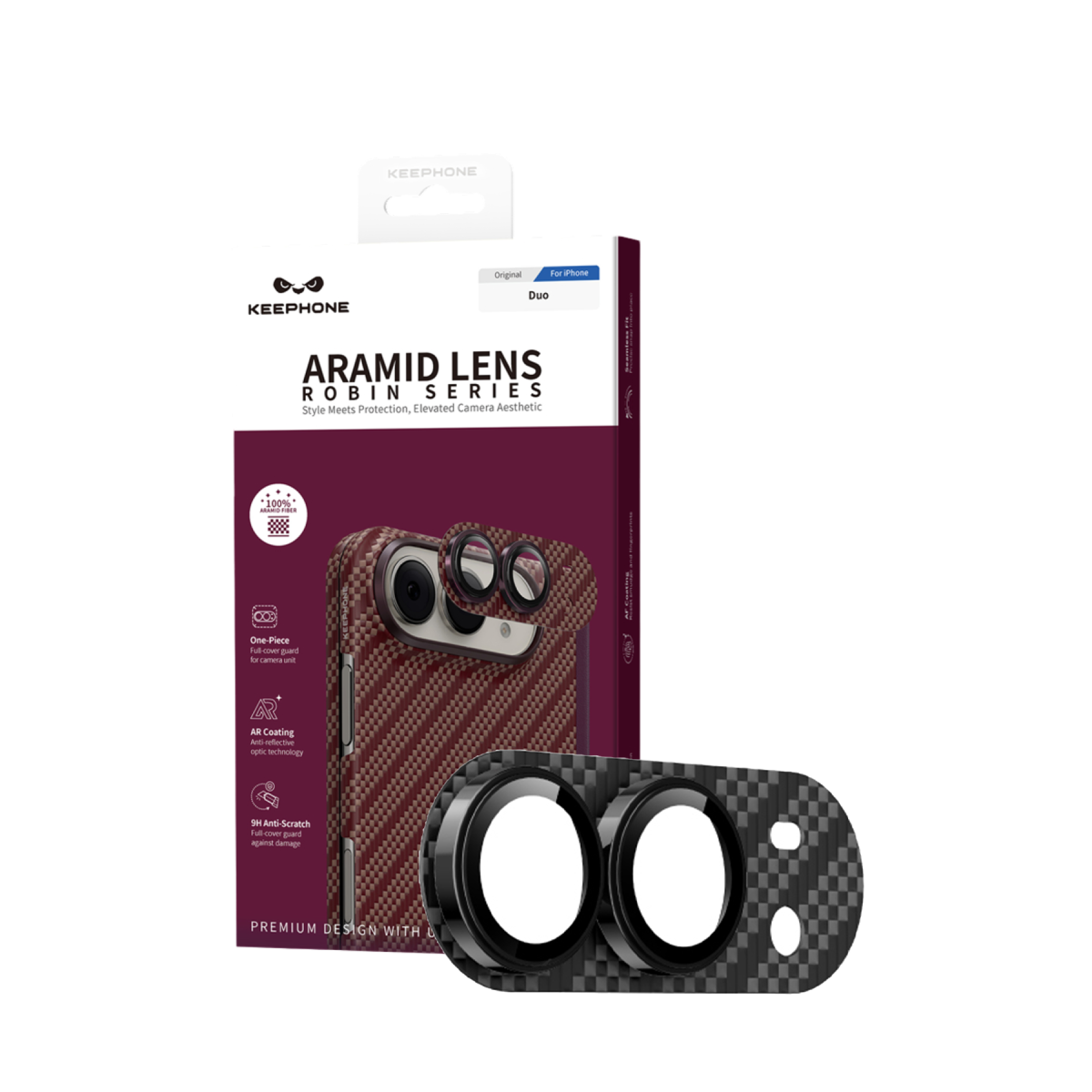 Keephone Apple iPhone Duo Kevlar Kamera Lens - Black Robin