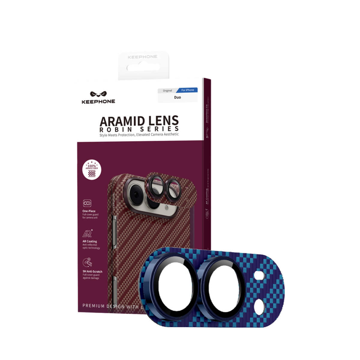 Keephone Apple iPhone Duo Kevlar Kamera Lens - Lacivert