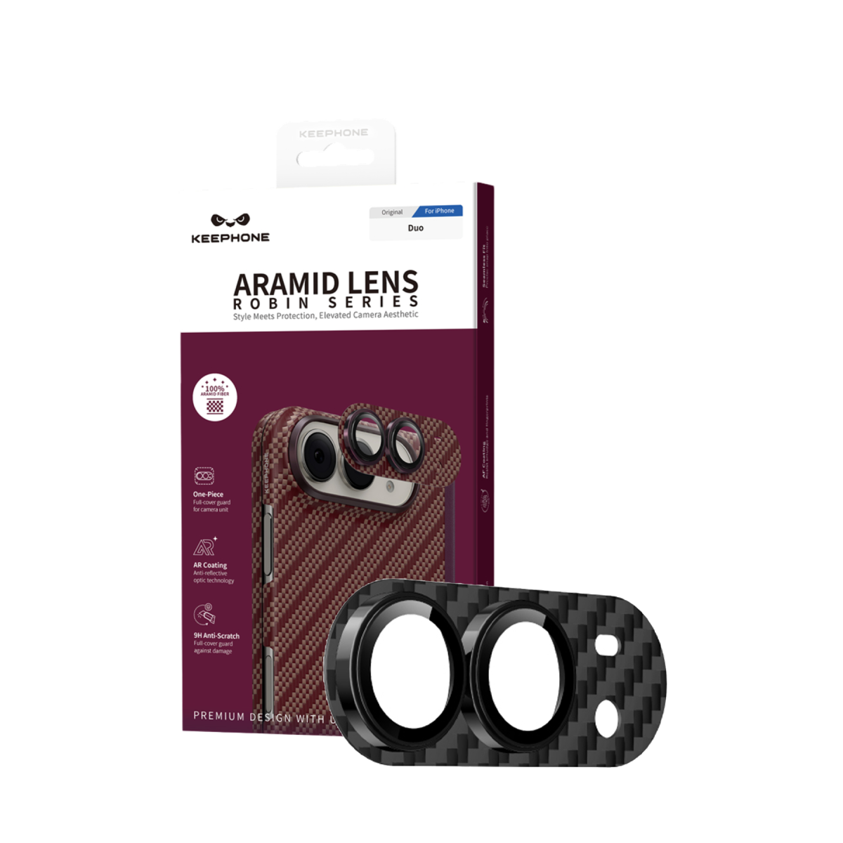 Keephone Apple iPhone Duo Kevlar Kamera Lens - Black Twill