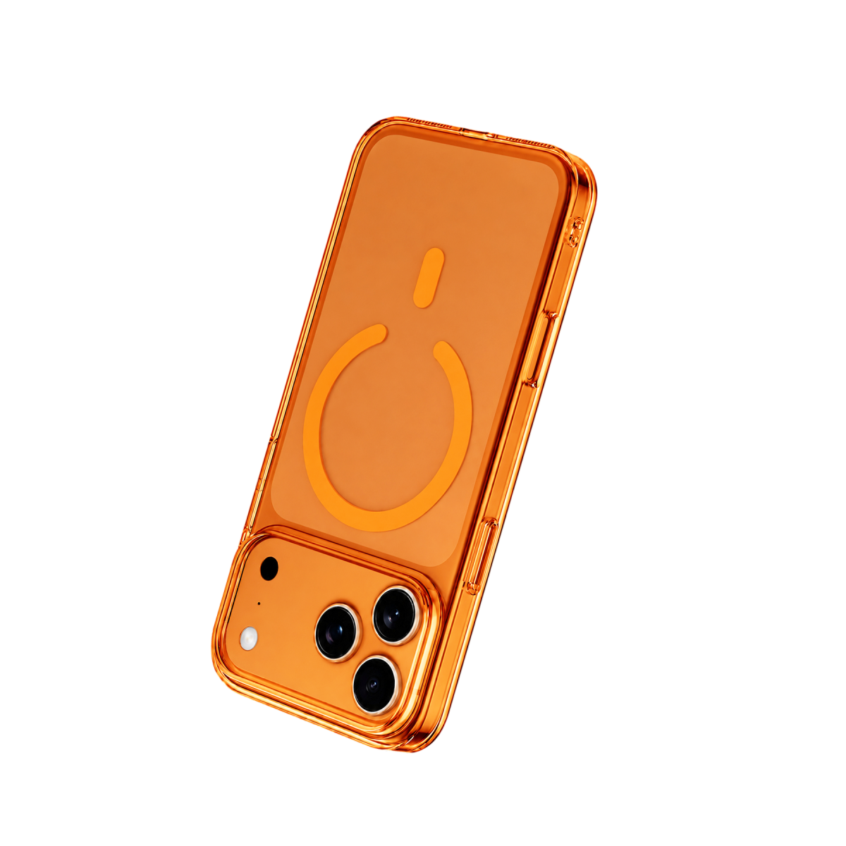 Newface Apple iPhone 17 Pro Combo Sert Şeffaf Magsafe Kapak - Turuncu